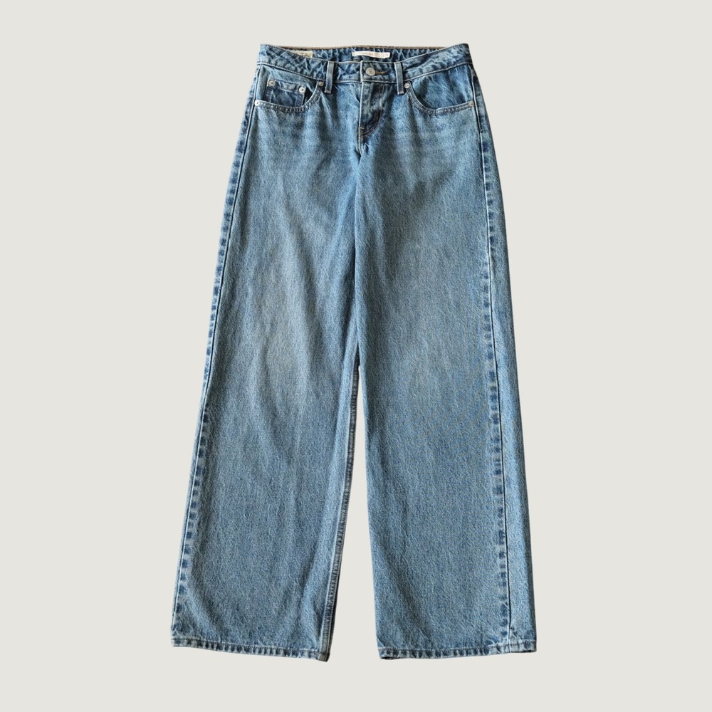 Levi's Low Loose Wide Leg Jeans Blue Light Wash Denim Size 26 Y2K Streetwear